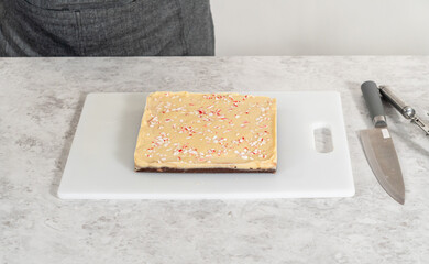 Homemade candy cane fudge