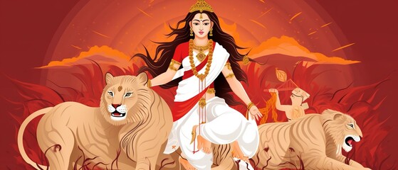 Happy Durga puja , Durga mata with colorful background.