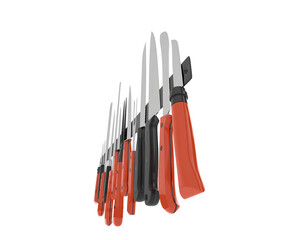 Kitchen knives isolated on transparent background. 3d rendering - illustration