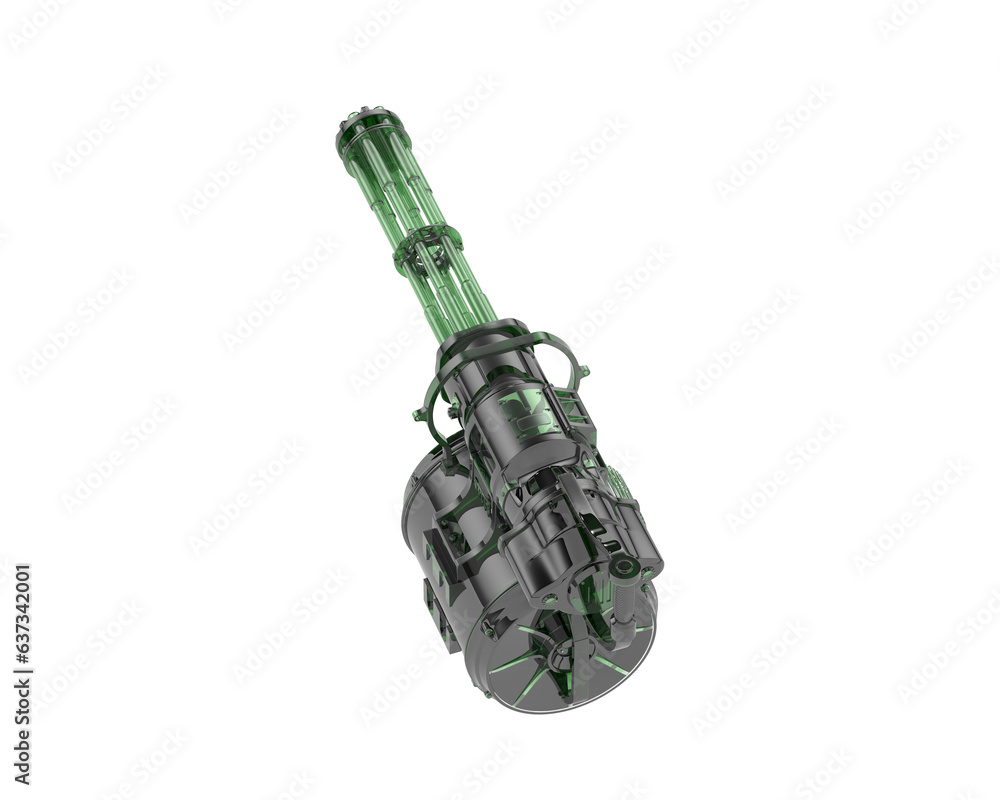Poster machine gun isolated on transparent background. 3d rendering - illustration