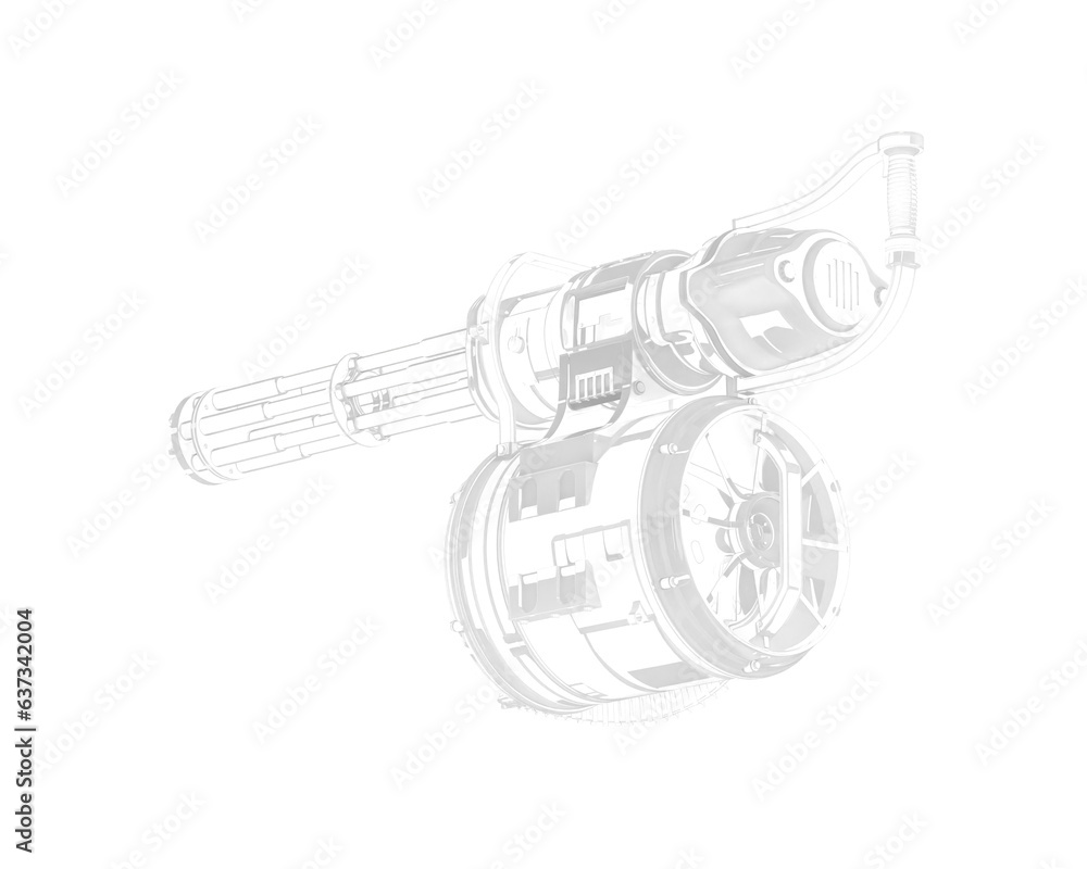 Poster machine gun isolated on transparent background. 3d rendering - illustration