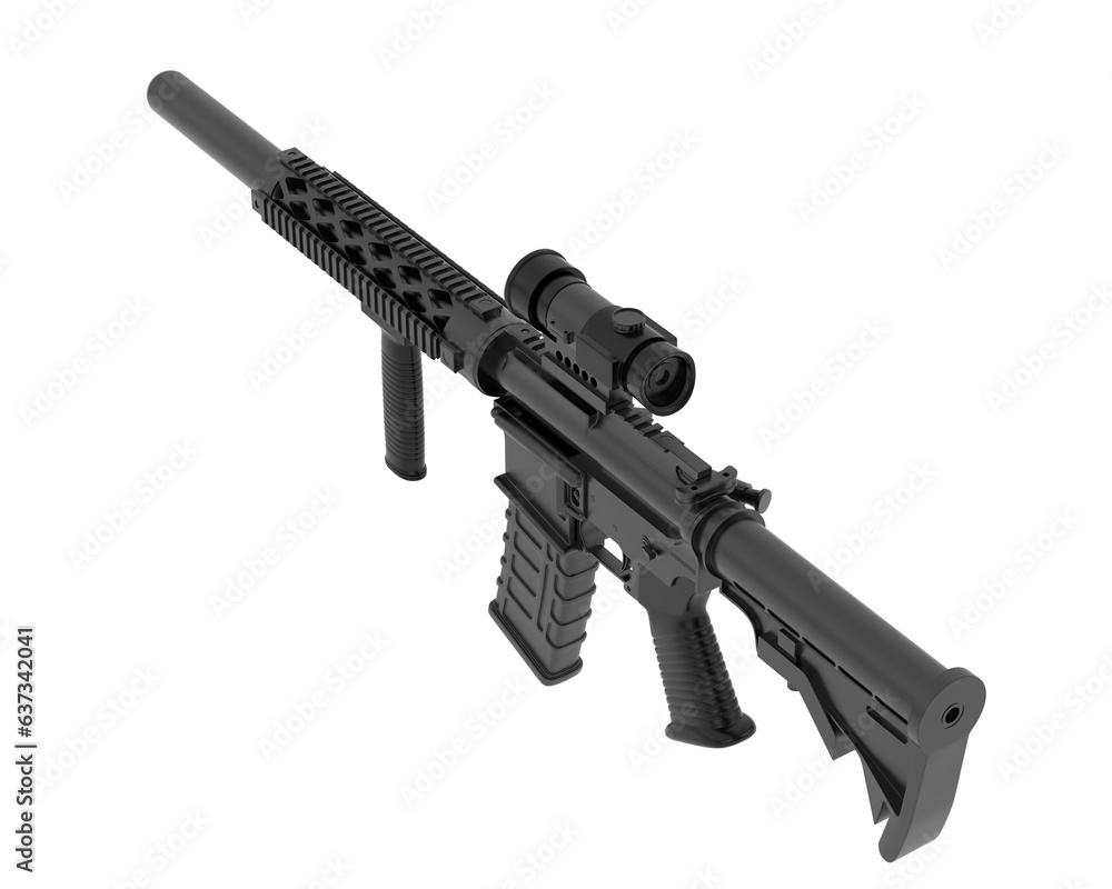 Poster machine gun isolated on transparent background. 3d rendering - illustration