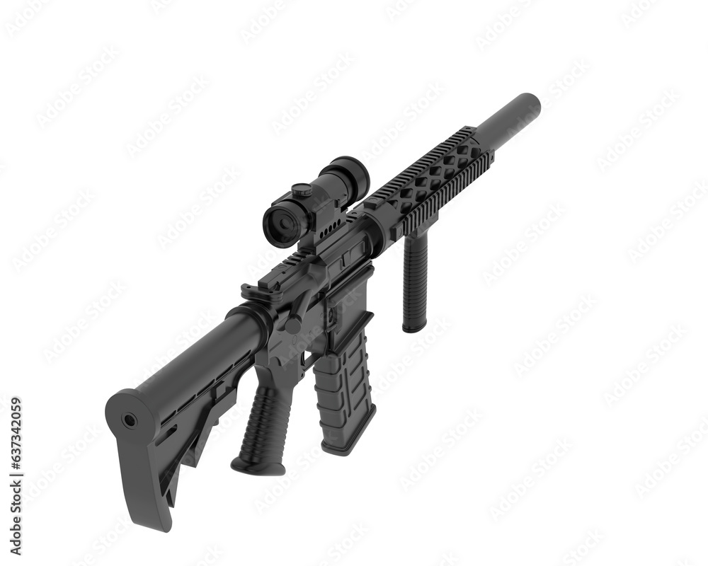 Poster machine gun isolated on transparent background. 3d rendering - illustration