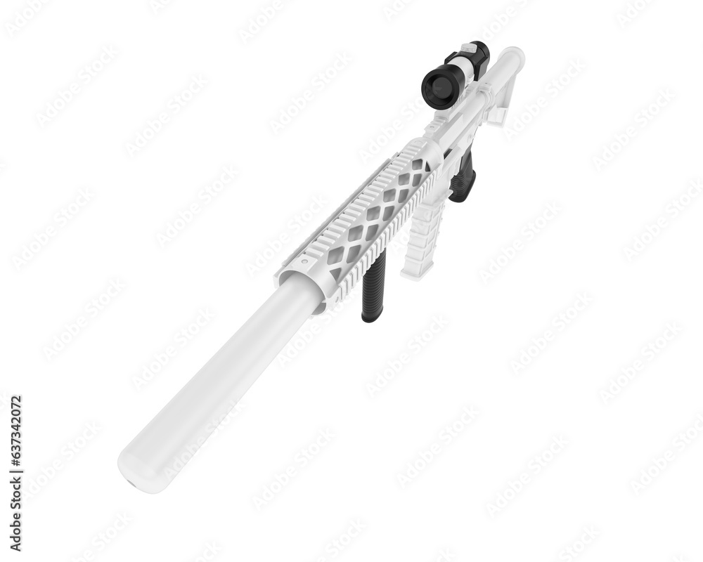 Poster machine gun isolated on transparent background. 3d rendering - illustration