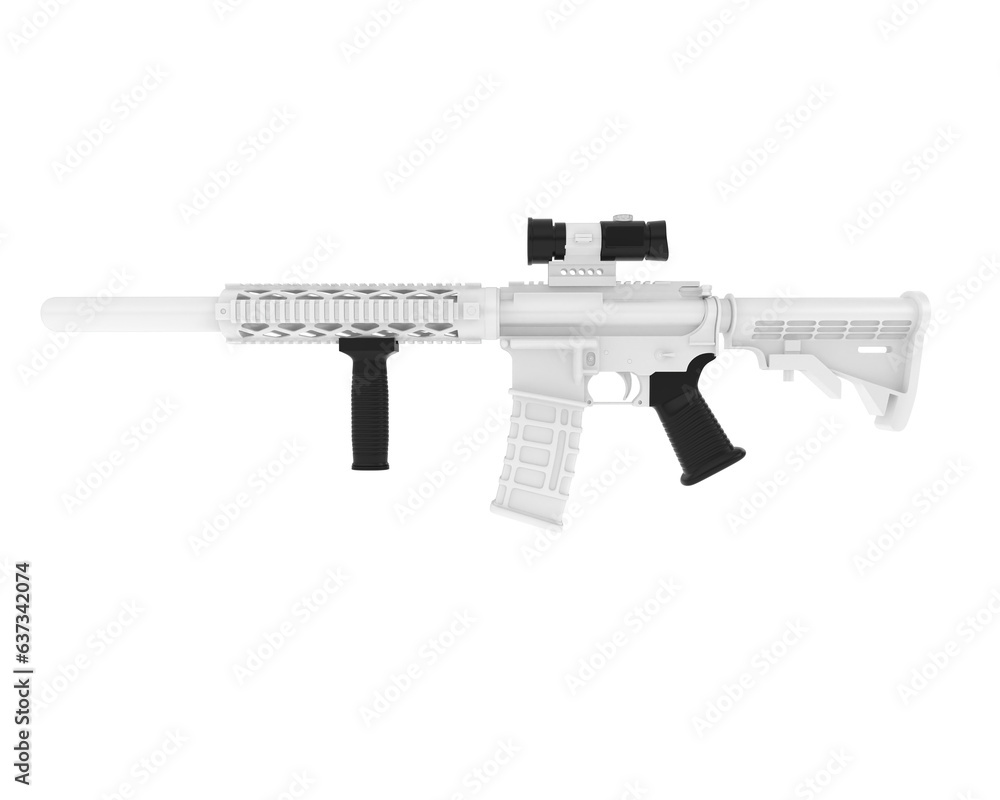 Poster machine gun isolated on transparent background. 3d rendering - illustration