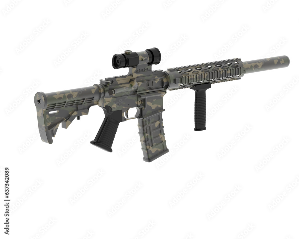 Poster machine gun isolated on transparent background. 3d rendering - illustration