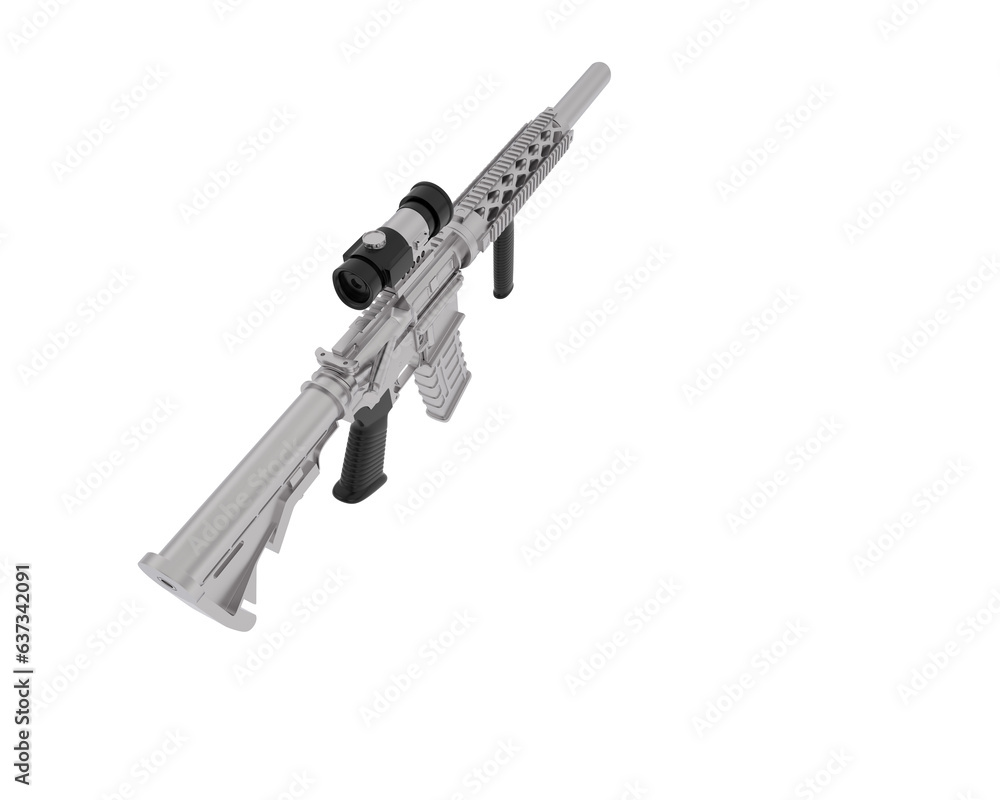 Poster machine gun isolated on transparent background. 3d rendering - illustration