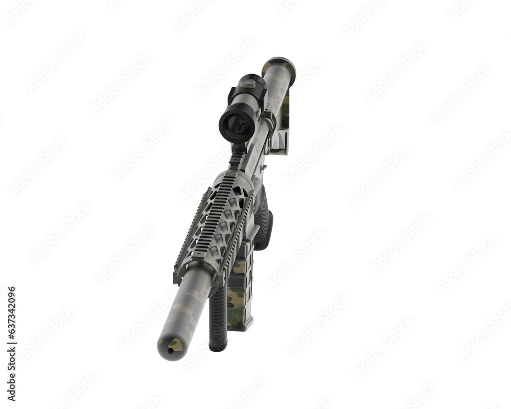 Poster machine gun isolated on transparent background. 3d rendering - illustration