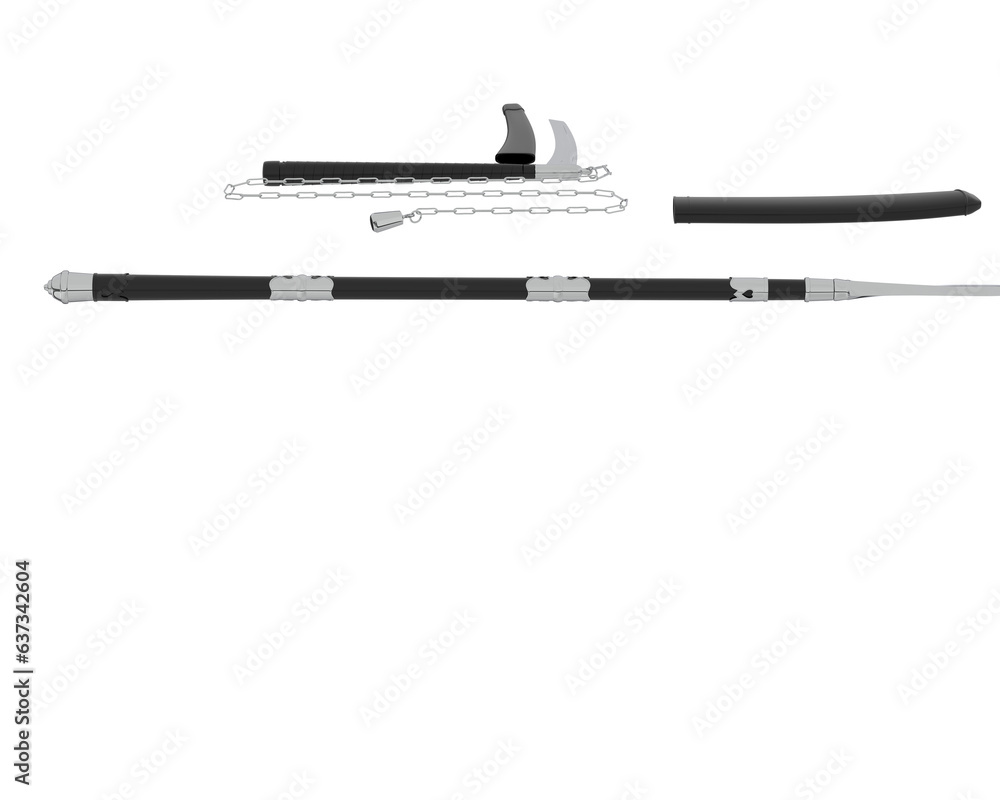 Poster medieval weapon isolated on transparent background. 3d rendering - illustration
