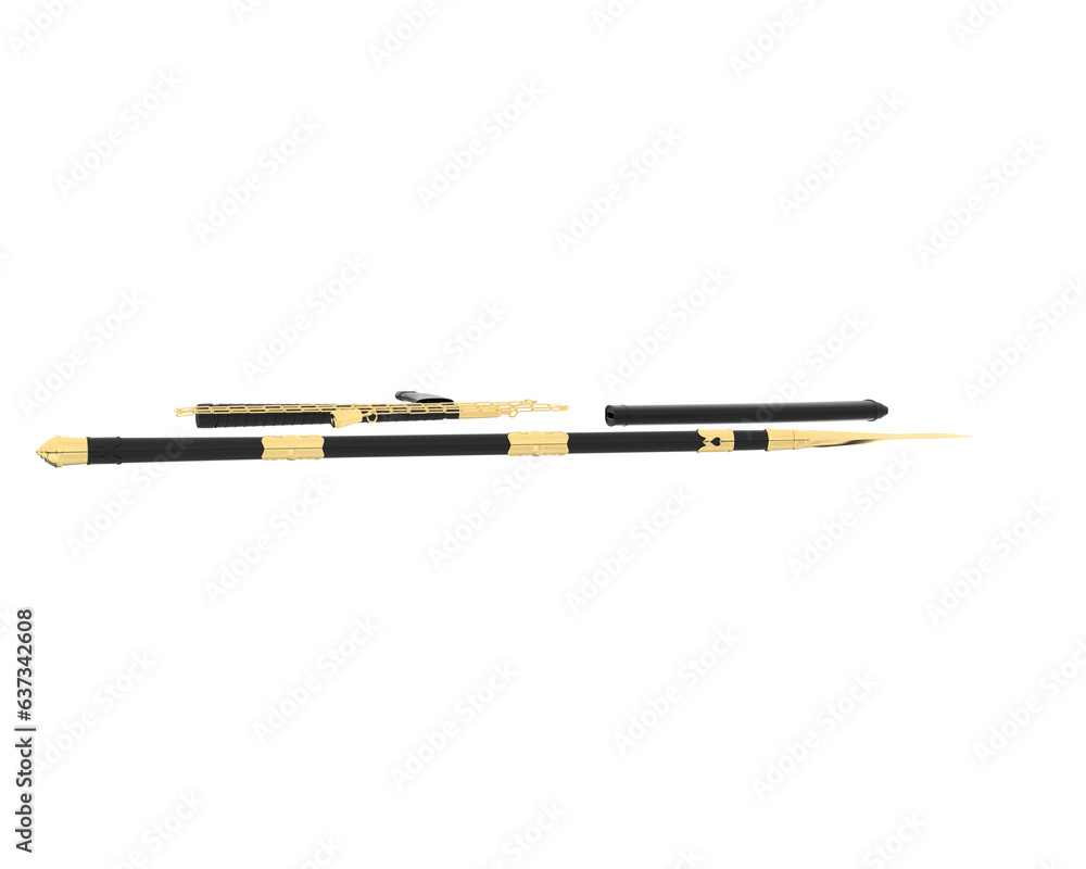 Poster medieval weapon isolated on transparent background. 3d rendering - illustration