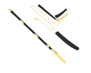 Medieval weapon isolated on transparent background. 3d rendering - illustration