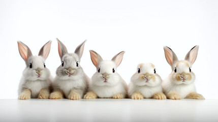 white rabbit on white background