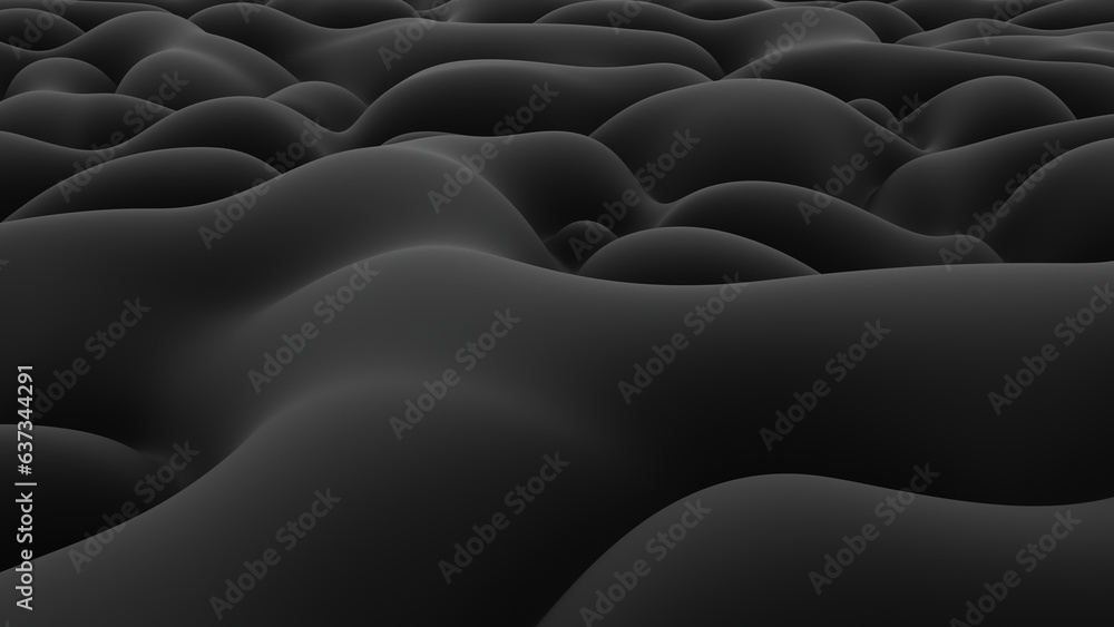Poster abstract black soft wave background illustration. 3d rendering
