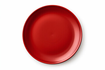 a red plate on a white surface