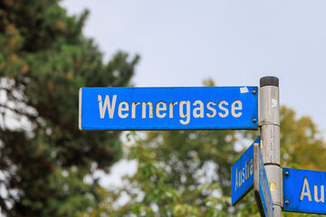 German street sign in Bad Säckingen in the Black Forest with the inscription Wernergasse