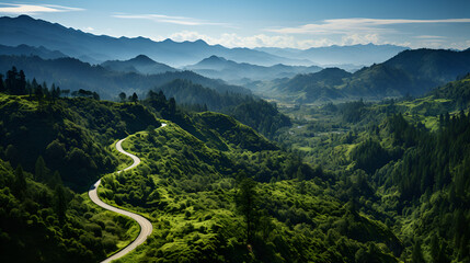 Road along mountain with beautiful landscape