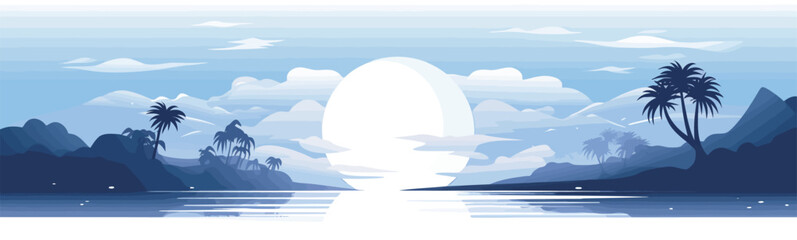 Fototapeta na wymiar full moon ocean vector flat minimalistic isolated illustration
