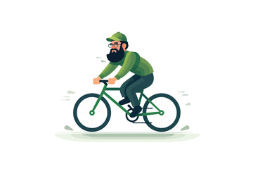 Fototapeta na wymiar man riding bycicle vector flat minimalistic isolated illustration