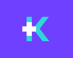 Letter K cross plus medical logo icon design template elements