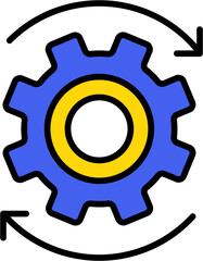 process, engineering cogwheel flat line icon
