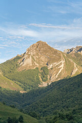 Mountains in northern Spain during a sunny summer sunset in Pola Somiedo Asturias