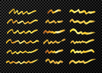Gold wavy grunge brush strokes