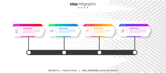 Fototapeta na wymiar Steps business data visualization timeline process infographic template design with icons 