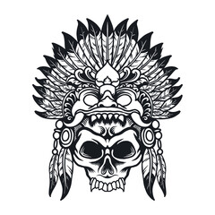 vector ornament vintage skull indian barong illustration