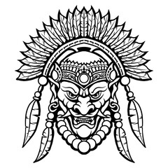 vector outline indian demon illustration