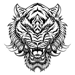 vector outline tiger head illustration