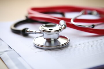 a stethoscope on a notebook