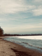 Frozen lake in South Bohemia, Czechia