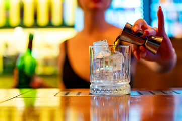 woman hand bartender making in bar