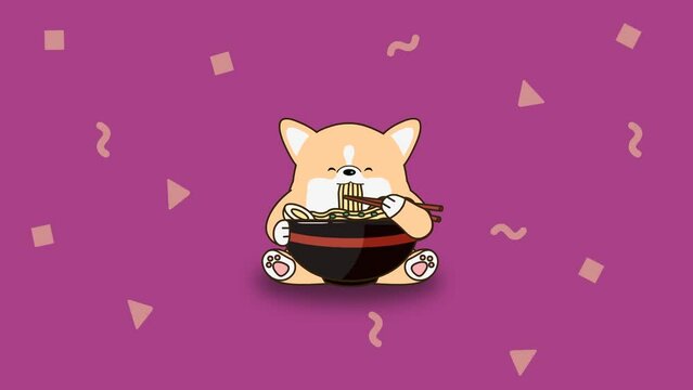 Lofi Animation Shiba Eating Ramen