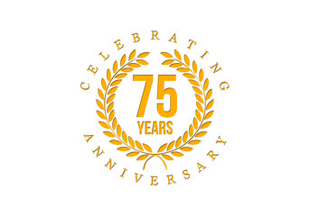 75th Anniversary Celebration Design in yellow and white background