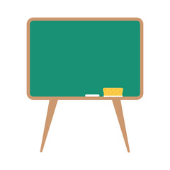 Flat icon blackboard with chalk and sponge isolated on white background. Vector illustration. 