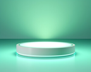 Mockup 3D realistic empty light green colors podium platform for product presentation in studio with lighting