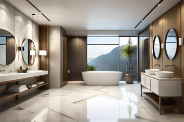 modern bathroom interior with bathtub