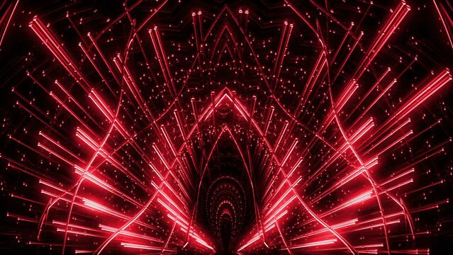 Red color lighting rays flow abstract video art vj loop