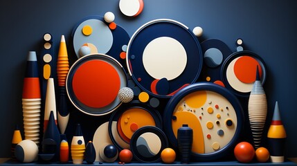 Obraz premium An eclectic array of circles fills the room, radiating a vibrant and joyous energy that brings the indoors to life