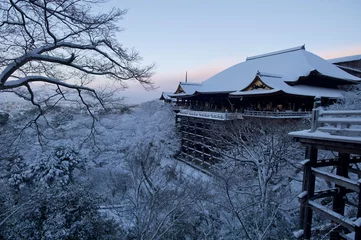 Wall murals Kyoto japanese temple in the snow
