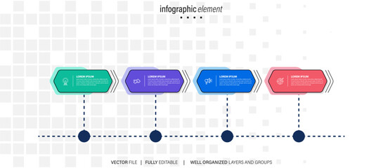 Fototapeta na wymiar Infographic design with 4 step, Infographic business concept, Flow, Chart, Presentation 