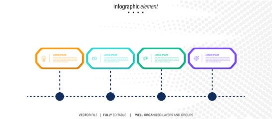 Business infographic design template with 4 options, steps or processes. Can be used for workflow layout, diagram, annual report, web design
