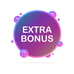 Extra bonus. Flat, puple, gift box, extra box, bonus icon. Vector illustration