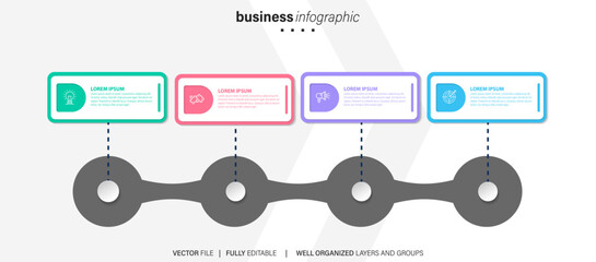 Four steps timeline infographic template vector.

