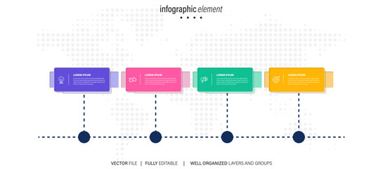 Fototapeta na wymiar Vector infographic label template with icons. 4 options or steps. Infographics for business concept. Can be used for info graphics, flow charts, presentations, web sites, banners, printed materials. 