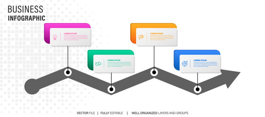 Vector infographic label template with icons. 4 options or steps. Infographics for business concept. Can be used for info graphics, flow charts, presentations, web sites, banners, printed materials.
