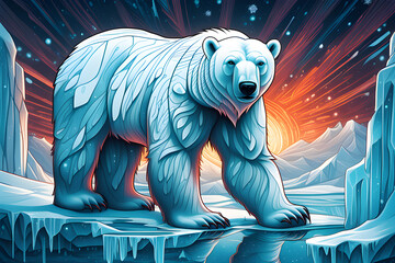 polar bear on a ice rock