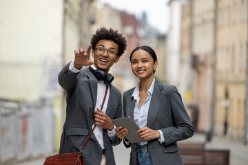 Friends going home after work and discussing something