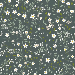 Floral Seamless pattern, in the style of organic and naturalistic compositions. Generative AI